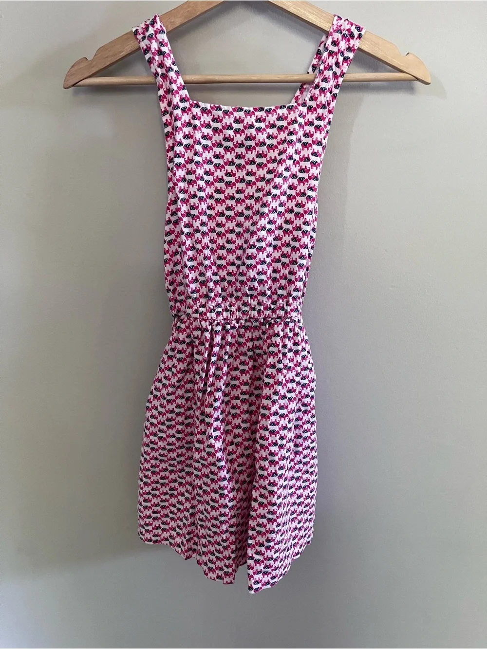 Carter's Girls Pink Elephant‎ Print Linen Blend Criss Cross Back Dress Size 8
